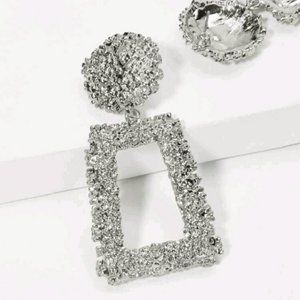 Silver Textured Metal Earrings